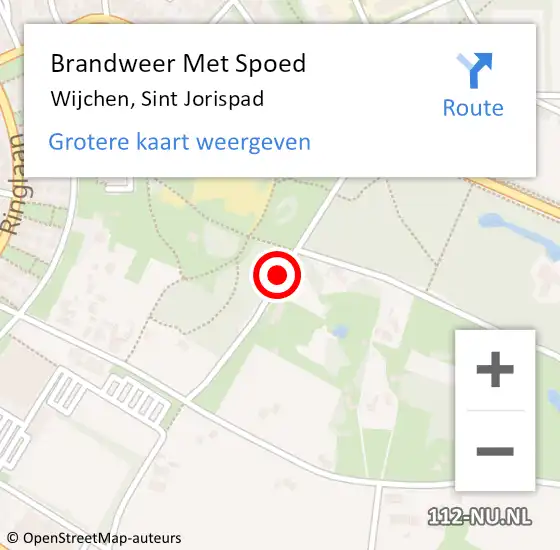 Locatie op kaart van de 112 melding: Brandweer Met Spoed Naar Wijchen, Sint Jorispad op 16 juli 2018 03:34