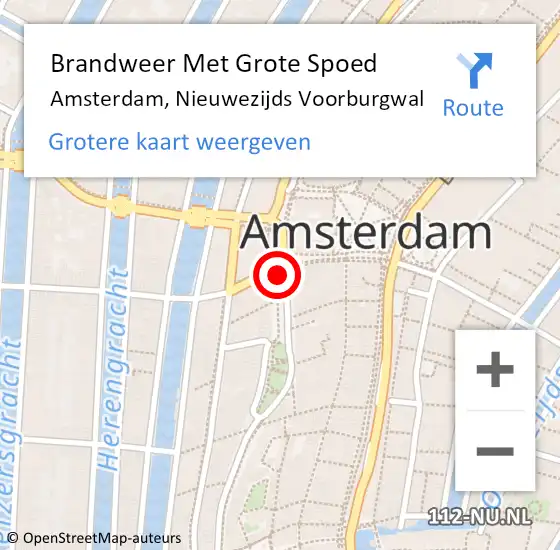 Locatie op kaart van de 112 melding: Brandweer Met Grote Spoed Naar Amsterdam, Nieuwezijds Voorburgwal op 16 juli 2018 03:56