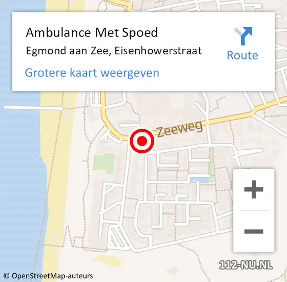 Locatie op kaart van de 112 melding: Ambulance Met Spoed Naar Egmond aan Zee, Eisenhowerstraat op 3 maart 2014 05:31