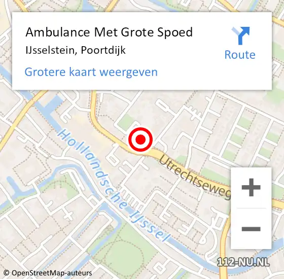 Locatie op kaart van de 112 melding: Ambulance Met Grote Spoed Naar IJsselstein, Poortdijk op 16 juli 2018 06:35