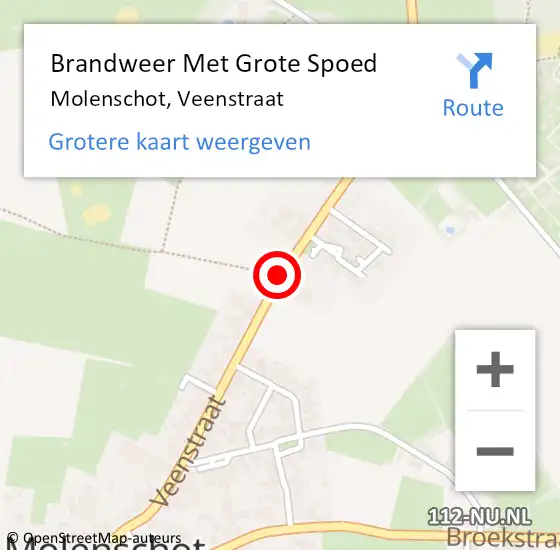 Locatie op kaart van de 112 melding: Brandweer Met Grote Spoed Naar Molenschot, Veenstraat op 16 juli 2018 06:40