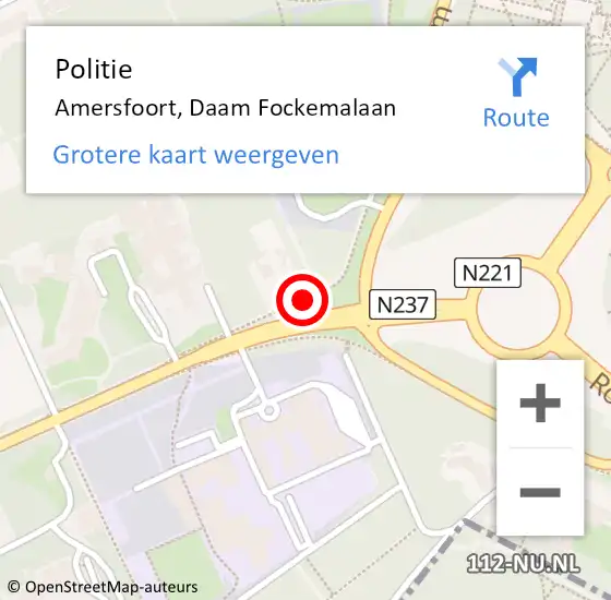 Locatie op kaart van de 112 melding: Politie Amersfoort, Daam Fockemalaan op 16 juli 2018 07:19