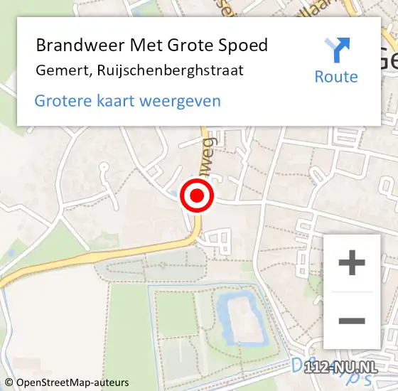 Locatie op kaart van de 112 melding: Brandweer Met Grote Spoed Naar Gemert, Ruijschenberghstraat op 16 juli 2018 07:33