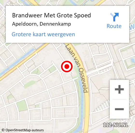 Locatie op kaart van de 112 melding: Brandweer Met Grote Spoed Naar Apeldoorn, Dennenkamp op 16 juli 2018 07:48