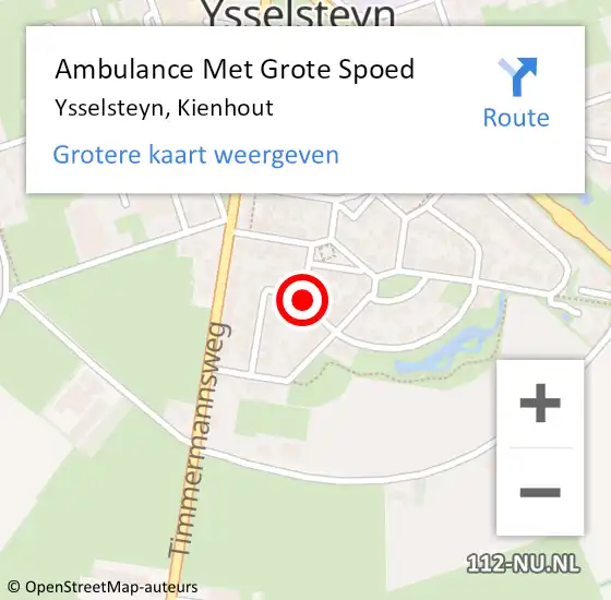 Locatie op kaart van de 112 melding: Ambulance Met Grote Spoed Naar Ysselsteyn, Kienhout op 16 juli 2018 07:54