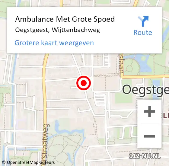 Locatie op kaart van de 112 melding: Ambulance Met Grote Spoed Naar Oegstgeest, Wijttenbachweg op 16 juli 2018 08:05