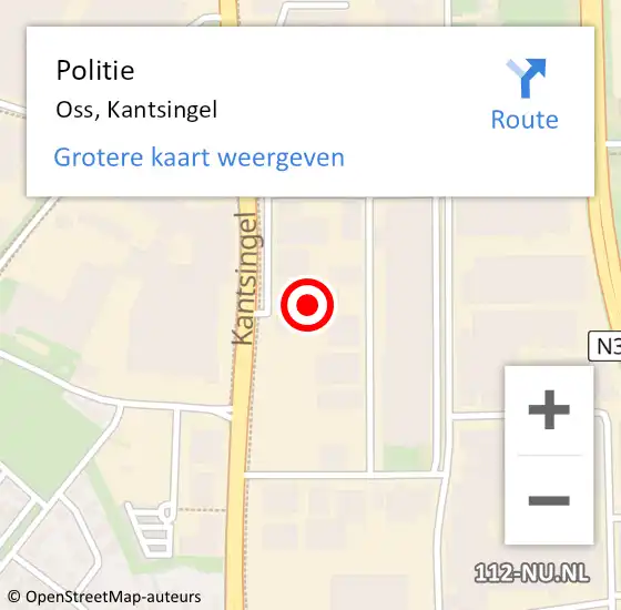 Locatie op kaart van de 112 melding: Politie Oss, Kantsingel op 16 juli 2018 08:15