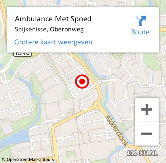 Locatie op kaart van de 112 melding: Ambulance Met Spoed Naar Spijkenisse, Oberonweg op 16 juli 2018 08:23