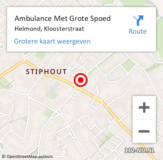Locatie op kaart van de 112 melding: Ambulance Met Grote Spoed Naar Helmond, Kloosterstraat op 16 juli 2018 08:23