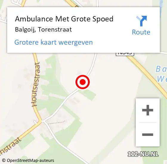 Locatie op kaart van de 112 melding: Ambulance Met Grote Spoed Naar Balgoij, Torenstraat op 16 juli 2018 08:39