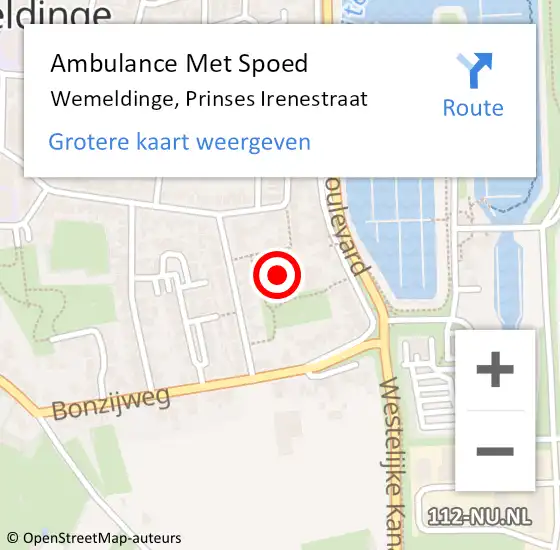 Locatie op kaart van de 112 melding: Ambulance Met Spoed Naar Wemeldinge, Prinses Irenestraat op 3 maart 2014 06:14