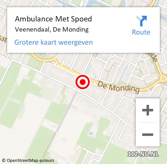 Locatie op kaart van de 112 melding: Ambulance Met Spoed Naar Veenendaal, De Monding op 16 juli 2018 08:54