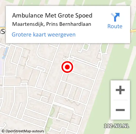 Locatie op kaart van de 112 melding: Ambulance Met Grote Spoed Naar Maartensdijk, Prins Bernhardlaan op 16 juli 2018 10:07