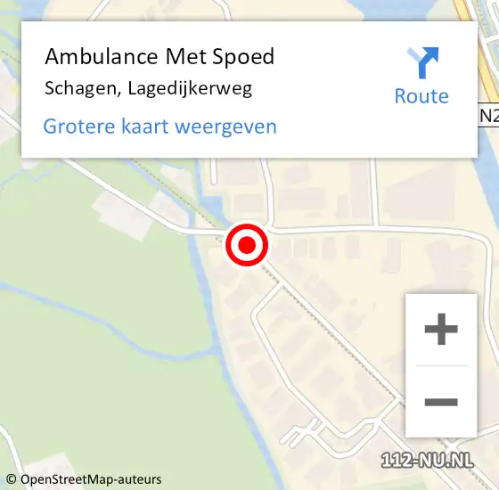 Locatie op kaart van de 112 melding: Ambulance Met Spoed Naar Schagen, Lagedijkerweg op 16 juli 2018 10:09