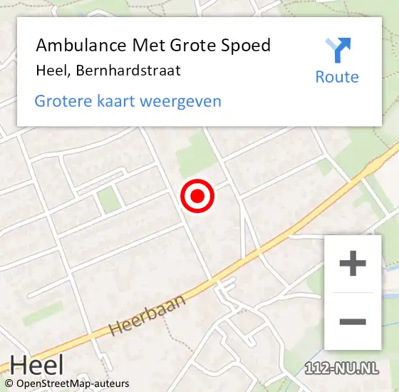 Locatie op kaart van de 112 melding: Ambulance Met Grote Spoed Naar Heel, Bernhardstraat op 16 juli 2018 10:27