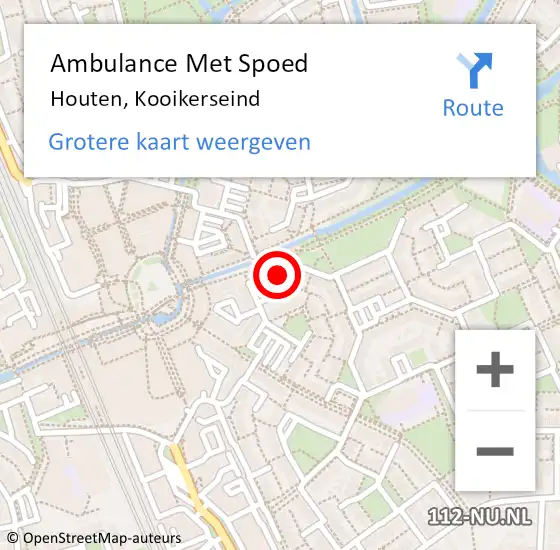 Locatie op kaart van de 112 melding: Ambulance Met Spoed Naar Houten, Kooikerseind op 16 juli 2018 10:38