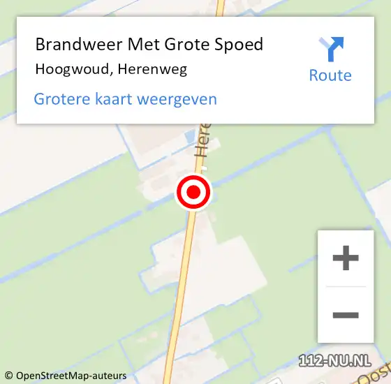 Locatie op kaart van de 112 melding: Brandweer Met Grote Spoed Naar Hoogwoud, Herenweg op 16 juli 2018 10:57