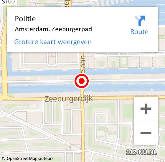 Locatie op kaart van de 112 melding: Politie Amsterdam, Zeeburgerpad op 16 juli 2018 11:21
