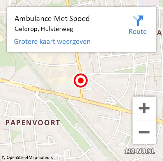 Locatie op kaart van de 112 melding: Ambulance Met Spoed Naar Geldrop, Hulsterweg op 16 juli 2018 11:37