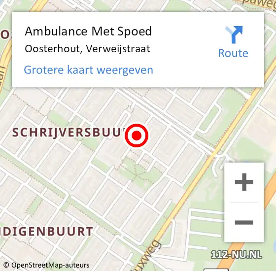 Locatie op kaart van de 112 melding: Ambulance Met Spoed Naar Oosterhout, Verweijstraat op 16 juli 2018 11:41