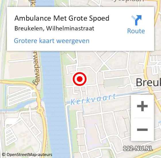Locatie op kaart van de 112 melding: Ambulance Met Grote Spoed Naar Breukelen, Wilhelminastraat op 16 juli 2018 11:43