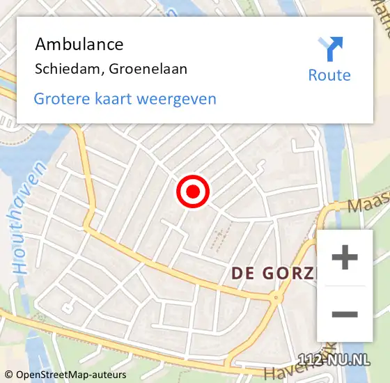 Locatie op kaart van de 112 melding: Ambulance Schiedam, Groenelaan op 16 juli 2018 11:46