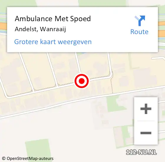 Locatie op kaart van de 112 melding: Ambulance Met Spoed Naar Andelst, Wanraaij op 16 juli 2018 11:58