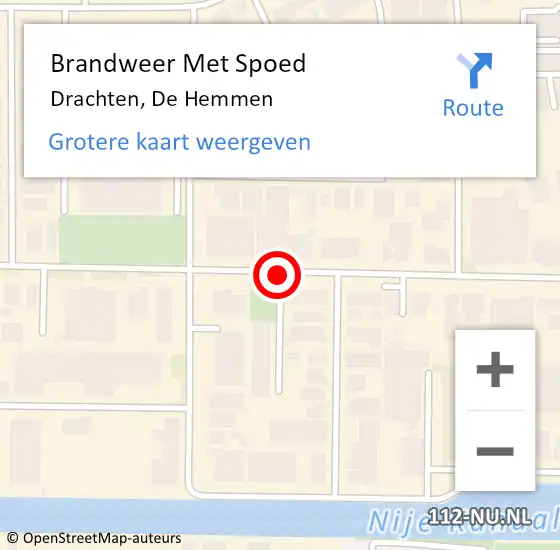 Locatie op kaart van de 112 melding: Brandweer Met Spoed Naar Drachten, De Hemmen op 16 juli 2018 12:15