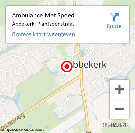 Locatie op kaart van de 112 melding: Ambulance Met Spoed Naar Abbekerk, Plantsoenstraat op 16 juli 2018 14:03