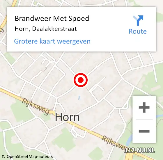 Locatie op kaart van de 112 melding: Brandweer Met Spoed Naar Horn, Daalakkerstraat op 16 juli 2018 14:11