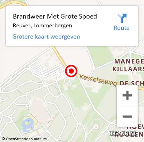 Locatie op kaart van de 112 melding: Brandweer Met Grote Spoed Naar Reuver, Lommerbergen op 16 juli 2018 14:24