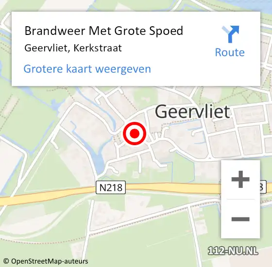 Locatie op kaart van de 112 melding: Brandweer Met Grote Spoed Naar Geervliet, Kerkstraat op 16 juli 2018 14:33