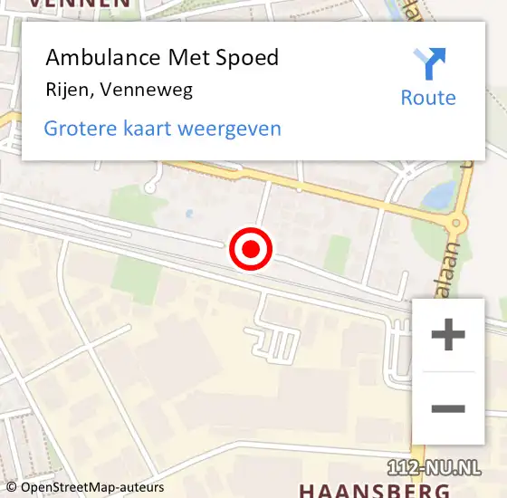 Locatie op kaart van de 112 melding: Ambulance Met Spoed Naar Rijen, Venneweg op 16 juli 2018 14:48