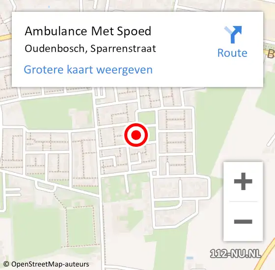 Locatie op kaart van de 112 melding: Ambulance Met Spoed Naar Oudenbosch, Sparrenstraat op 16 juli 2018 15:08