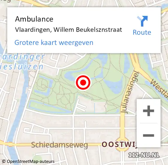 Locatie op kaart van de 112 melding: Ambulance Vlaardingen, Willem Beukelsznstraat op 16 juli 2018 15:30