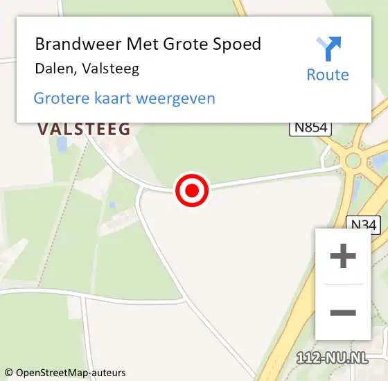 Locatie op kaart van de 112 melding: Brandweer Met Grote Spoed Naar Dalen, Valsteeg op 16 juli 2018 16:15