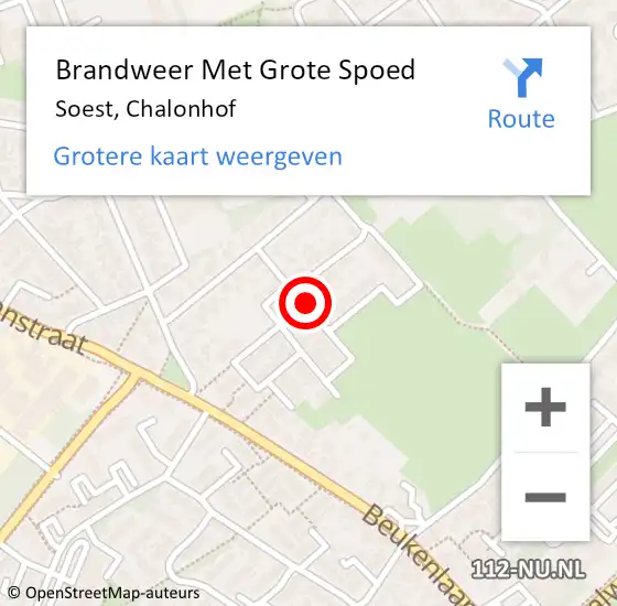 Locatie op kaart van de 112 melding: Brandweer Met Grote Spoed Naar Soest, Chalonhof op 16 juli 2018 16:28