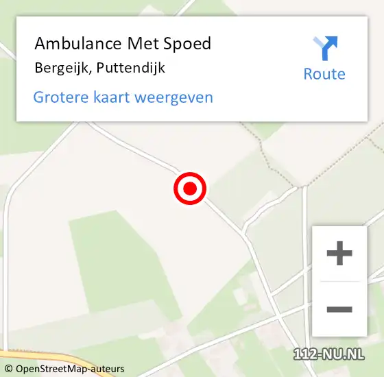 Locatie op kaart van de 112 melding: Ambulance Met Spoed Naar Bergeijk, Puttendijk op 16 juli 2018 16:30