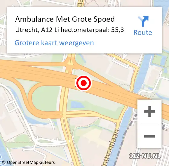 Locatie op kaart van de 112 melding: Ambulance Met Grote Spoed Naar Utrecht, A12 Li hectometerpaal: 62,1 op 16 juli 2018 17:01