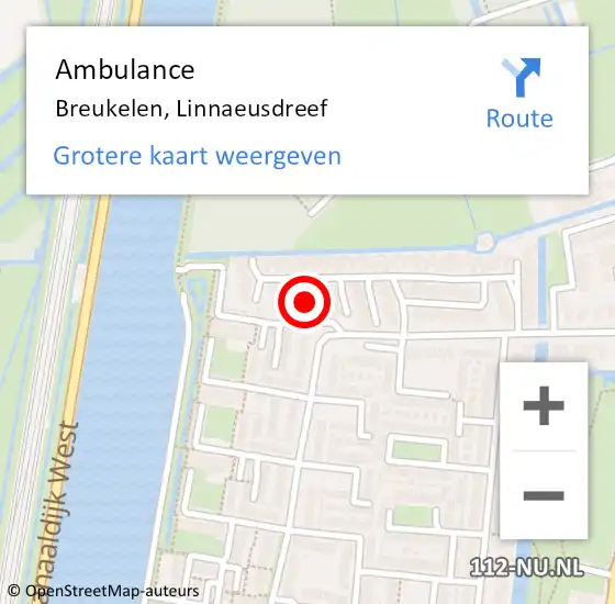 Locatie op kaart van de 112 melding: Ambulance Breukelen, Linnaeusdreef op 16 juli 2018 17:13