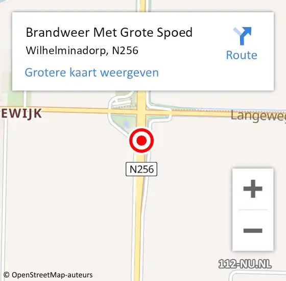 Locatie op kaart van de 112 melding: Brandweer Met Grote Spoed Naar Wilhelminadorp, N256 op 16 juli 2018 17:43