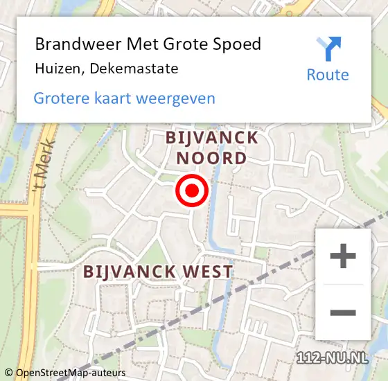 Locatie op kaart van de 112 melding: Brandweer Met Grote Spoed Naar Huizen, Dekemastate op 16 juli 2018 18:20