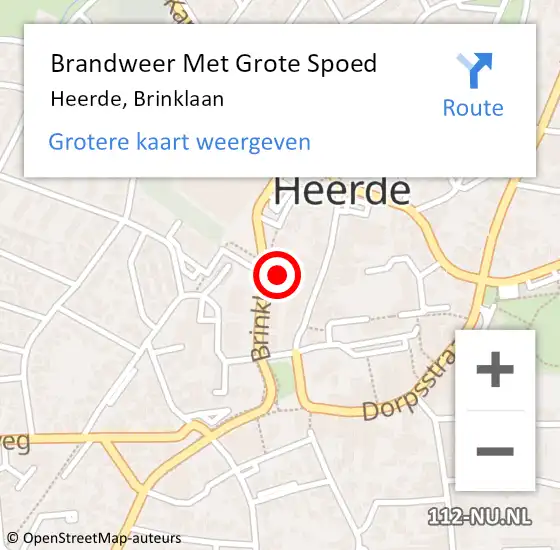 Locatie op kaart van de 112 melding: Brandweer Met Grote Spoed Naar Heerde, Brinklaan op 16 juli 2018 18:29