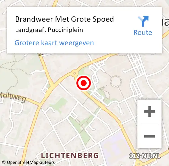 Locatie op kaart van de 112 melding: Brandweer Met Grote Spoed Naar Landgraaf, Pucciniplein op 16 juli 2018 18:35