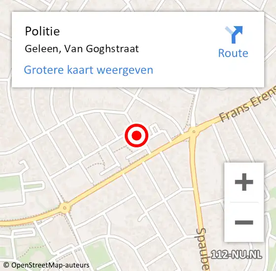 Locatie op kaart van de 112 melding: Politie Geleen, Van Goghstraat op 16 juli 2018 18:42