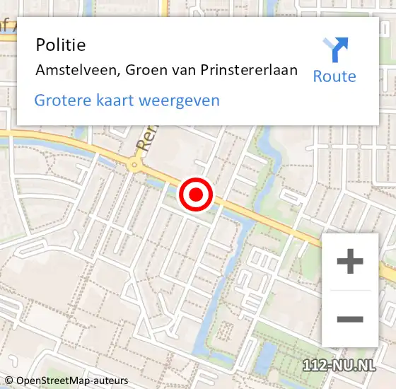 Locatie op kaart van de 112 melding: Politie Amstelveen, Groen van Prinstererlaan op 16 juli 2018 18:43