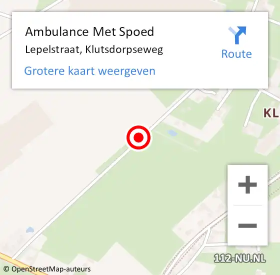 Locatie op kaart van de 112 melding: Ambulance Met Spoed Naar Lepelstraat, Klutsdorpseweg op 16 juli 2018 19:05