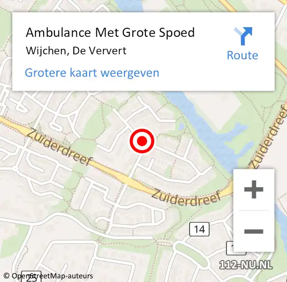 Locatie op kaart van de 112 melding: Ambulance Met Grote Spoed Naar Wijchen, De Ververt op 16 juli 2018 19:12