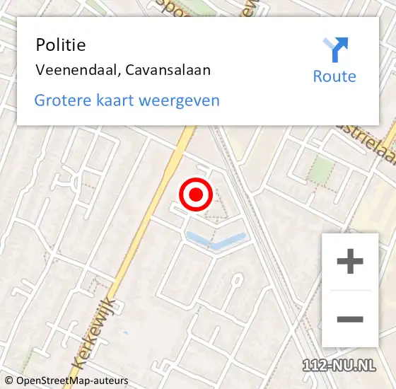 Locatie op kaart van de 112 melding: Politie Veenendaal, Cavansalaan op 16 juli 2018 19:51