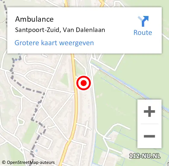 Locatie op kaart van de 112 melding: Ambulance Santpoort-Zuid, Van Dalenlaan op 16 juli 2018 19:55